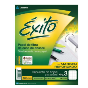 Repuesto Exito Ecologico 48 Hojas Cuadriculadas Con Margen Reforzado