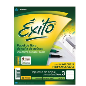 Repuesto Exito Ecologico 48 Hojas Rayadas Con Margen Reforzado